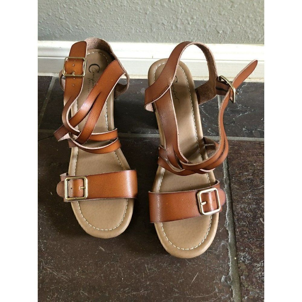 Confort Est 1947 Heel Brown Tan Women Shoes Size 9